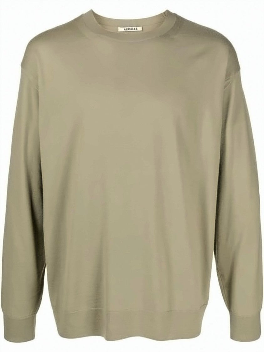 Auralee Relaxed Fit Crew Neck Wool Sweater