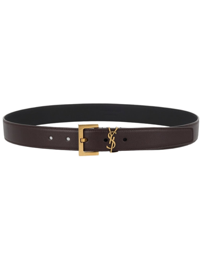 Saint Laurent Cassandre Narrow Calfskin Belt