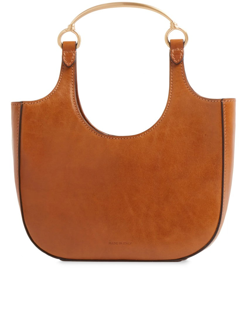 The Bridge Brown Baby Hobo Structured Leather Shoulder Bag