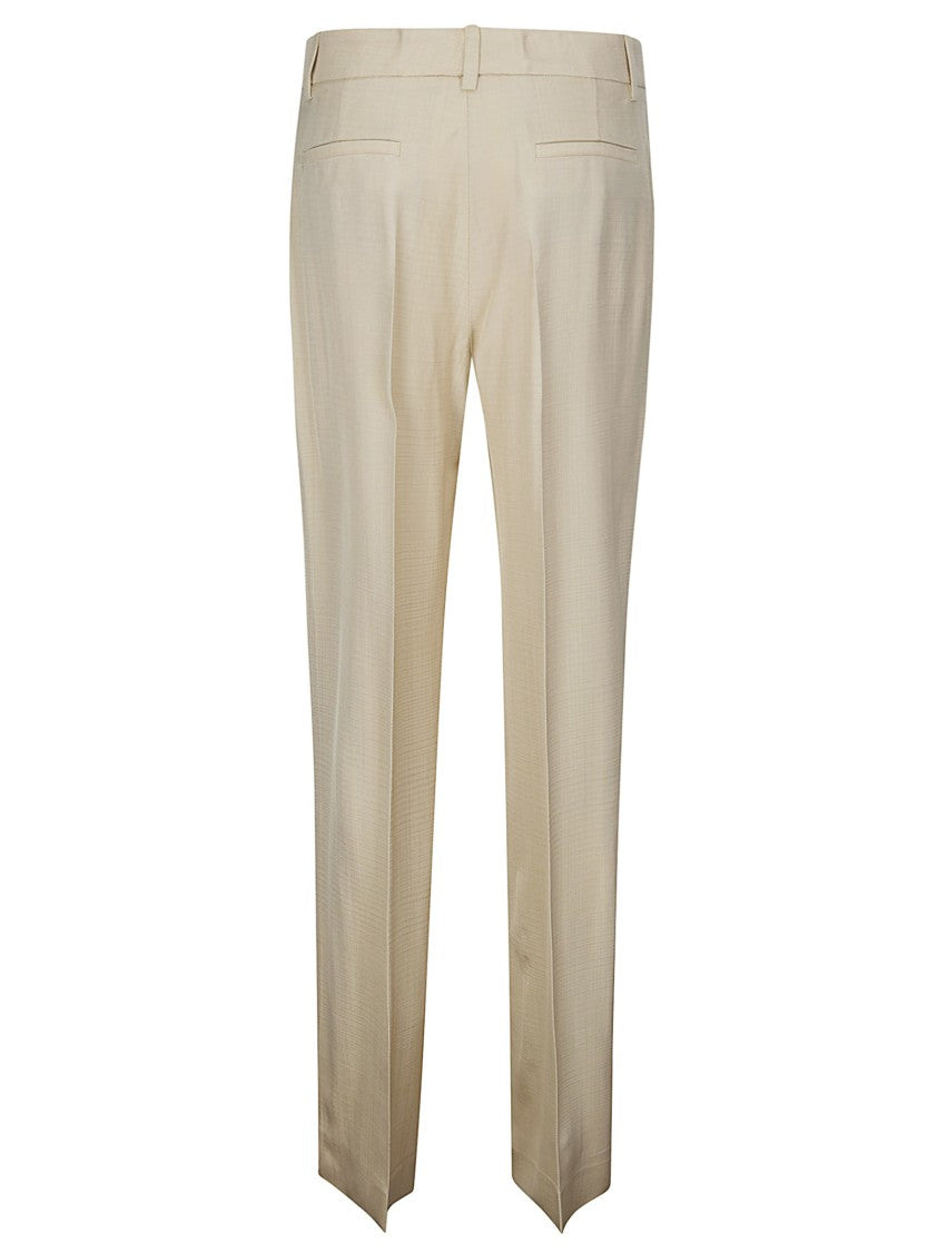 P.A.R.O.S.H. Linen-Effect Straight-Leg Trousers With Front Pleats