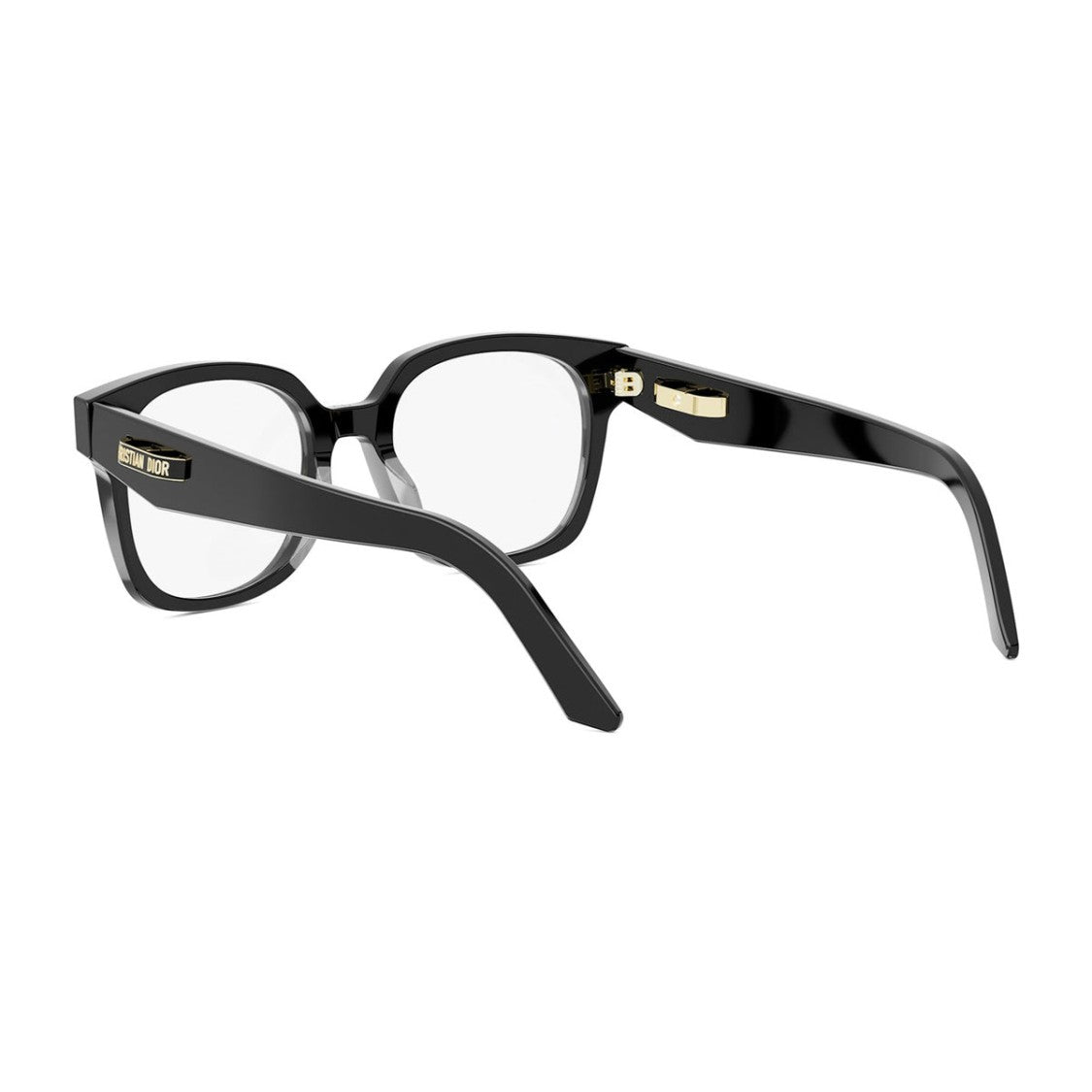 Dior Contemporary Black Acetate Eyeglasses With Gold Logo Detail
