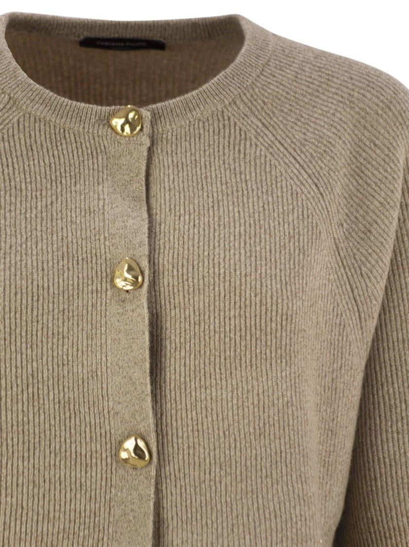 Fabiana Filippi English Knit Cardigan In Platinum And Lurex