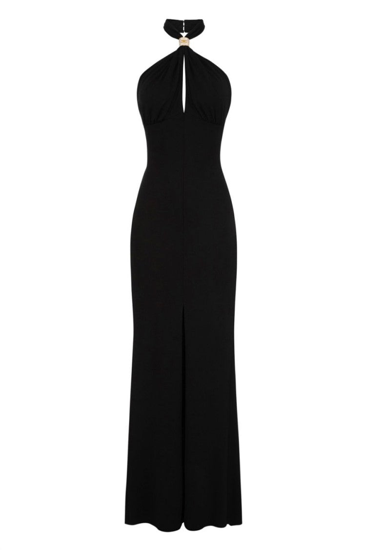 Elisabetta Franchi Halter Neck Dress With Keyhole Detail