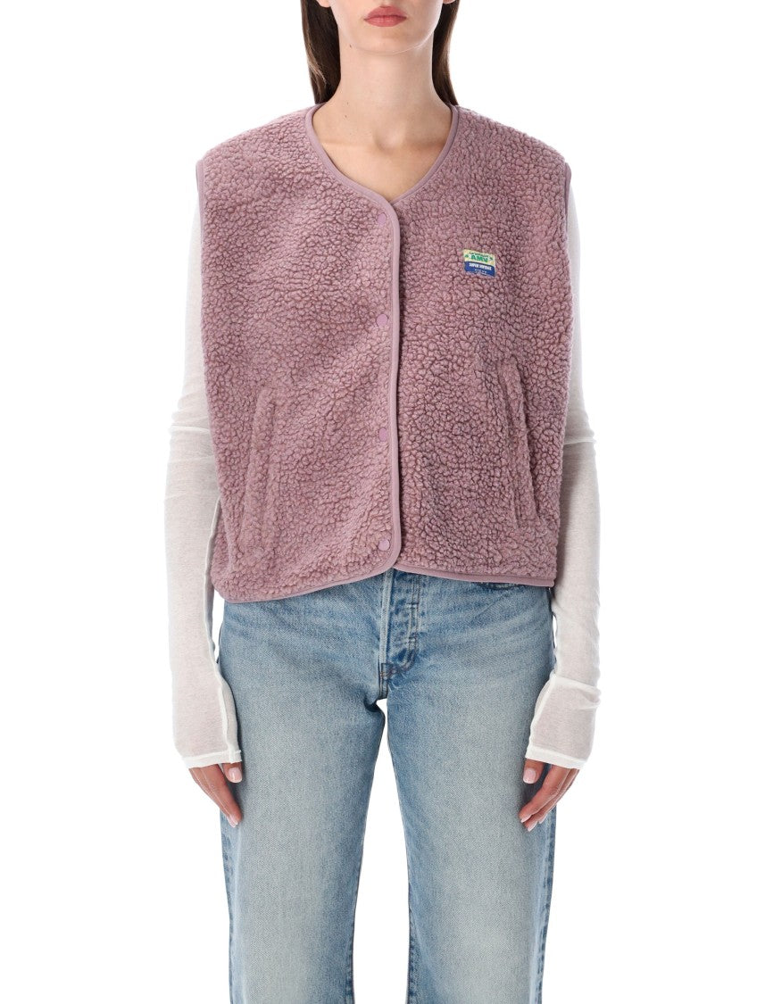 American Vintage Hok Town Pile Cropped Sleeveless Plush Gilet