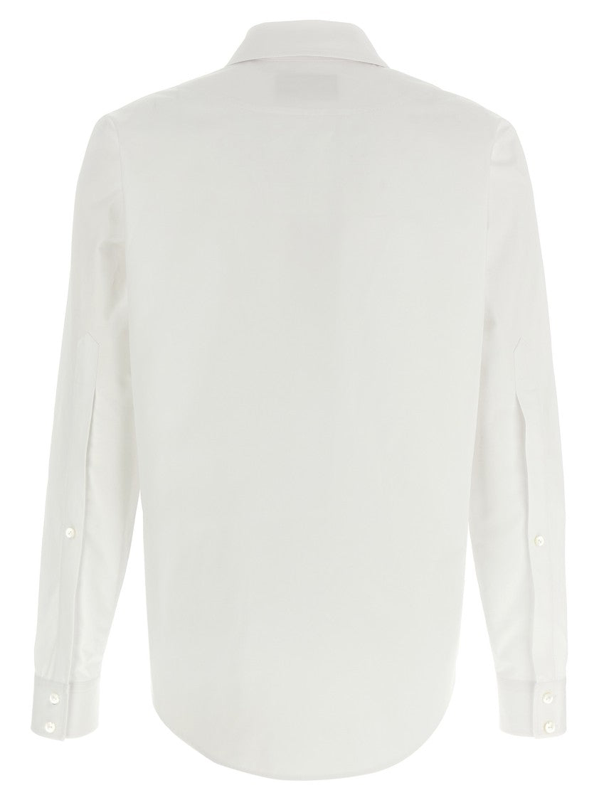 Gucci Pointed Collar Cotton Poplin Shirt With Knotted Webbing