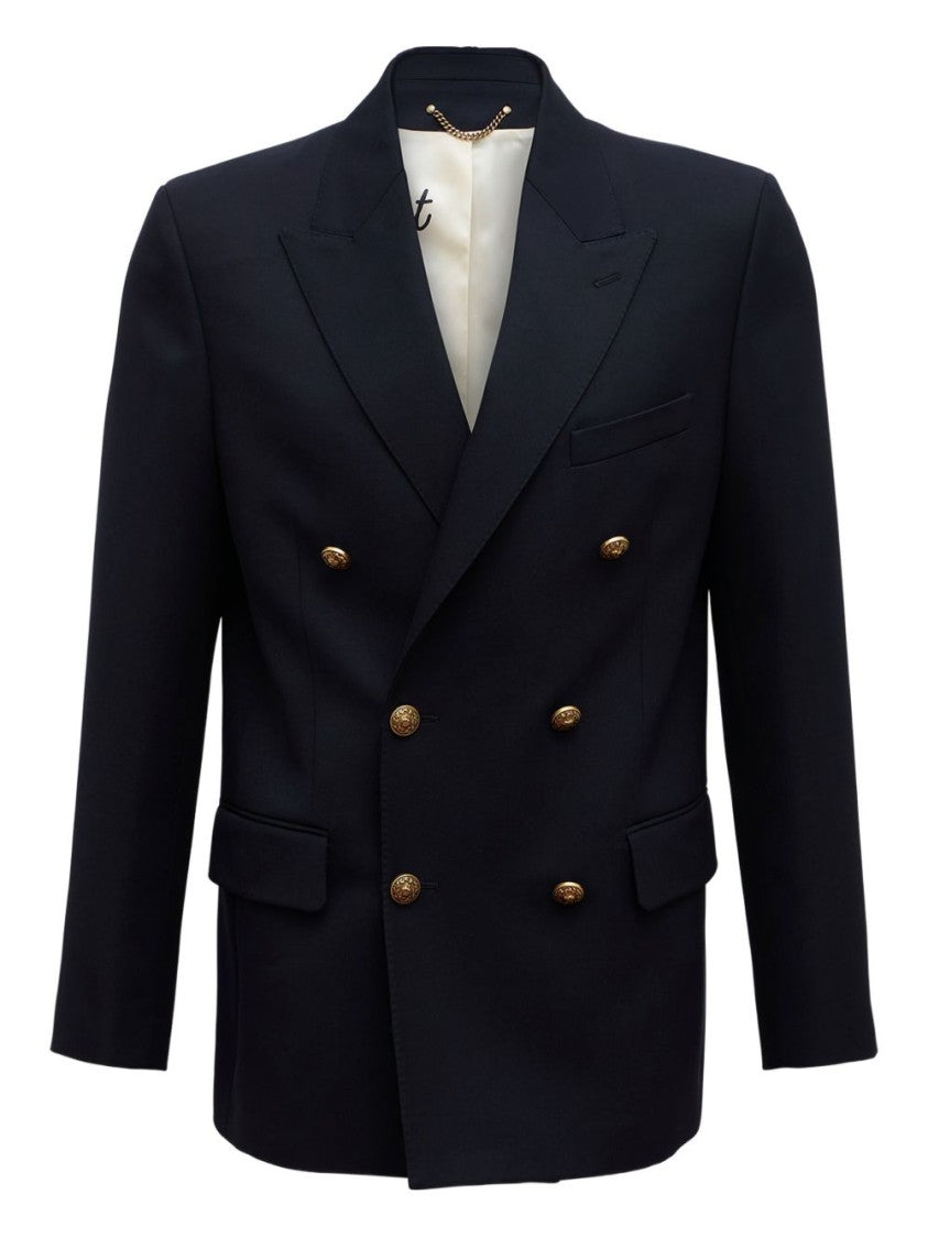 Golden Goose Navy Blue Peak Lapels Wool Blazer