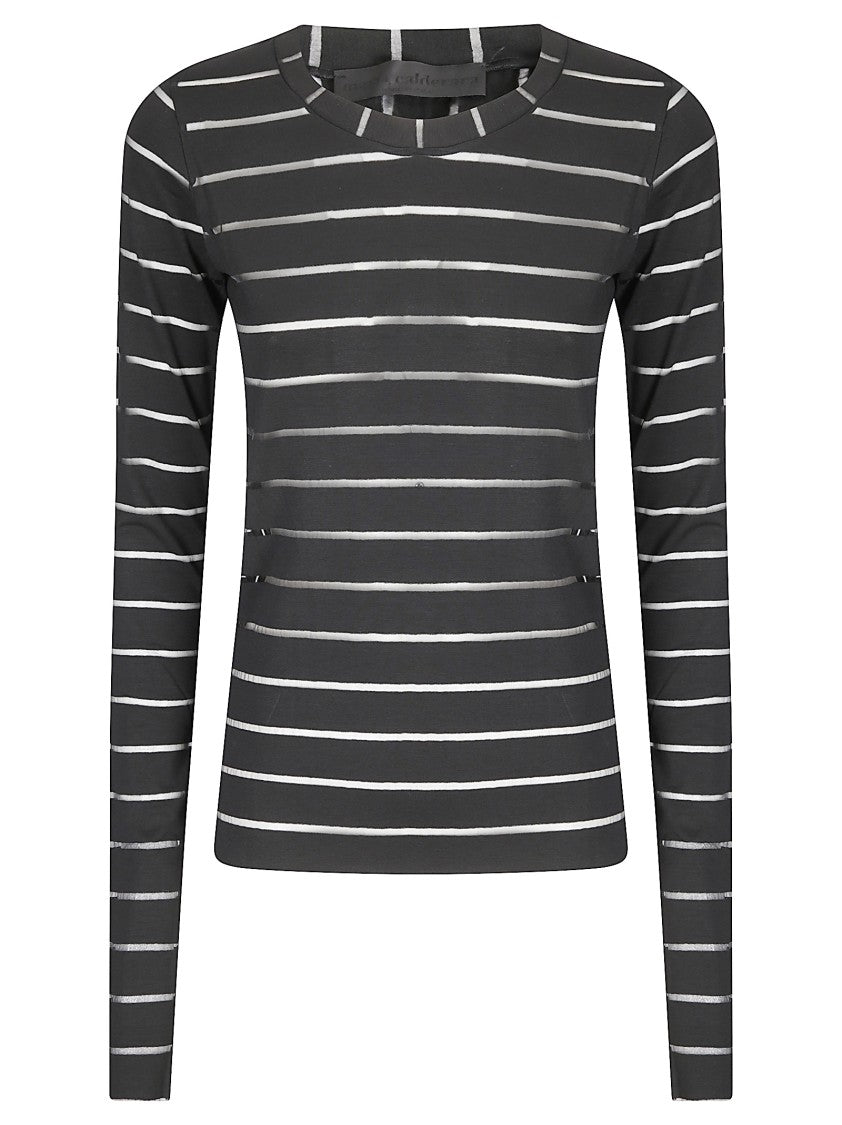 Maria Calderara Semi-Sheer Crew Neck Tops