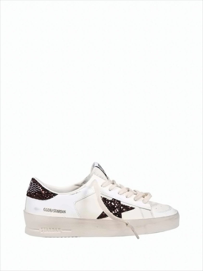 Golden Goose Distressed Nappa Leather Low-Top Sneakers With Glitter Details