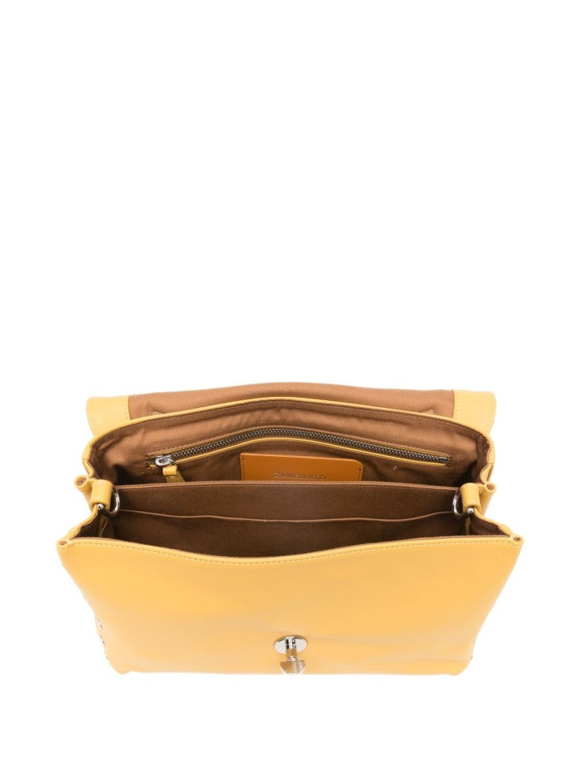 Zanellato Structured Yellow Calf Leather Postina Handbag With Detachable Strap