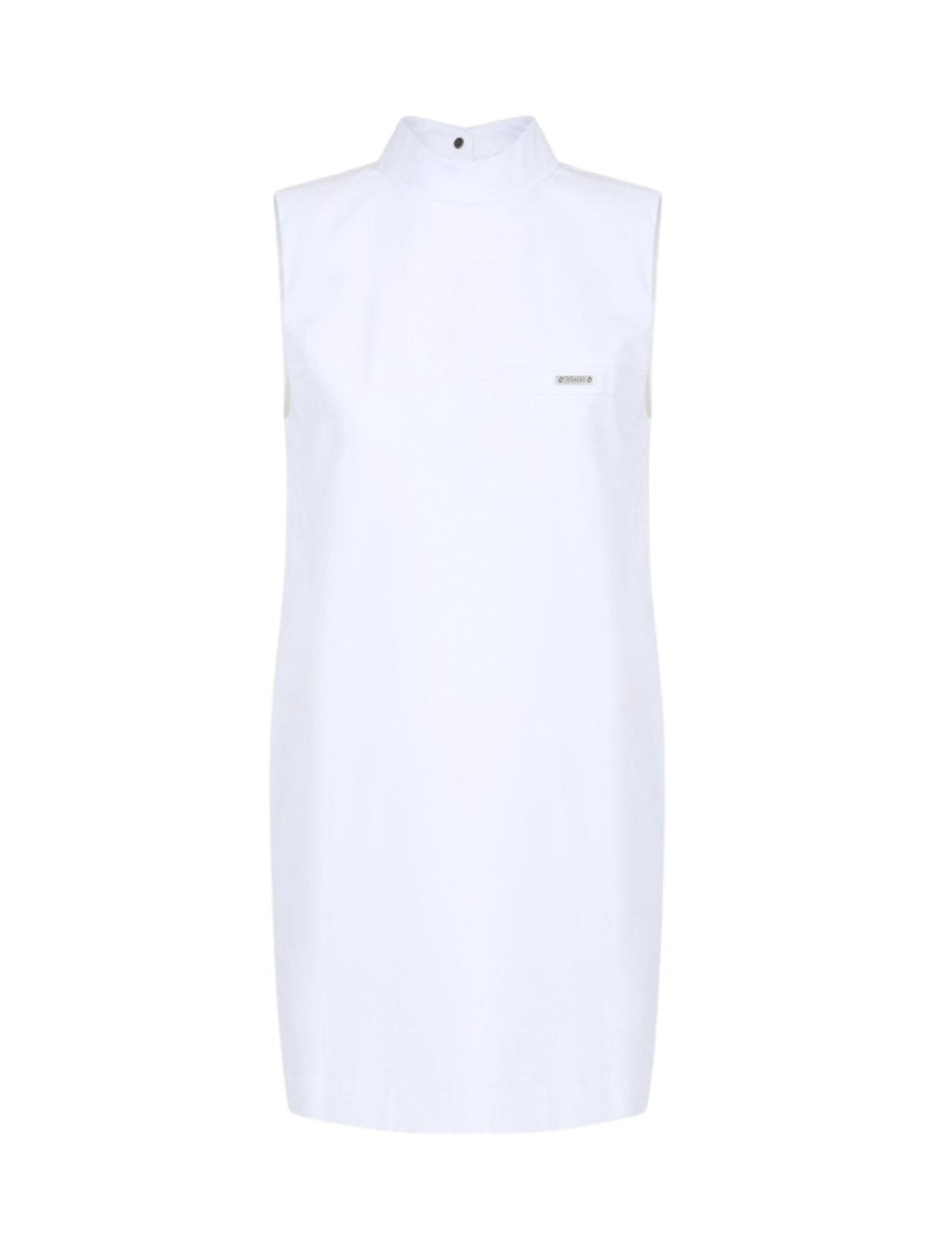 Iceberg Minimalist White High Neckline Mini Dress
