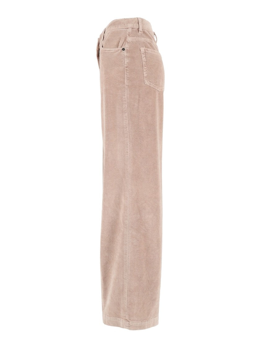 Peserico Five-Pocket High-Waist Wide-Leg Pants