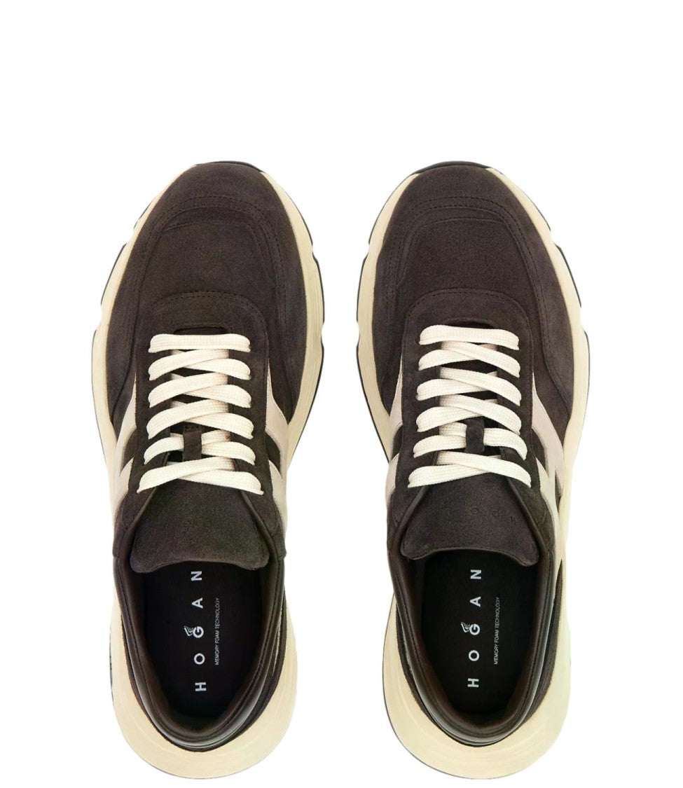 Hogan Dark Suede Padded Collar Sneakers