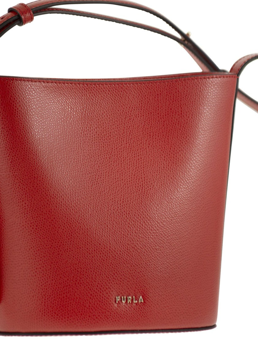 Furla Mini Bucket Bag With Printed Leather Finish