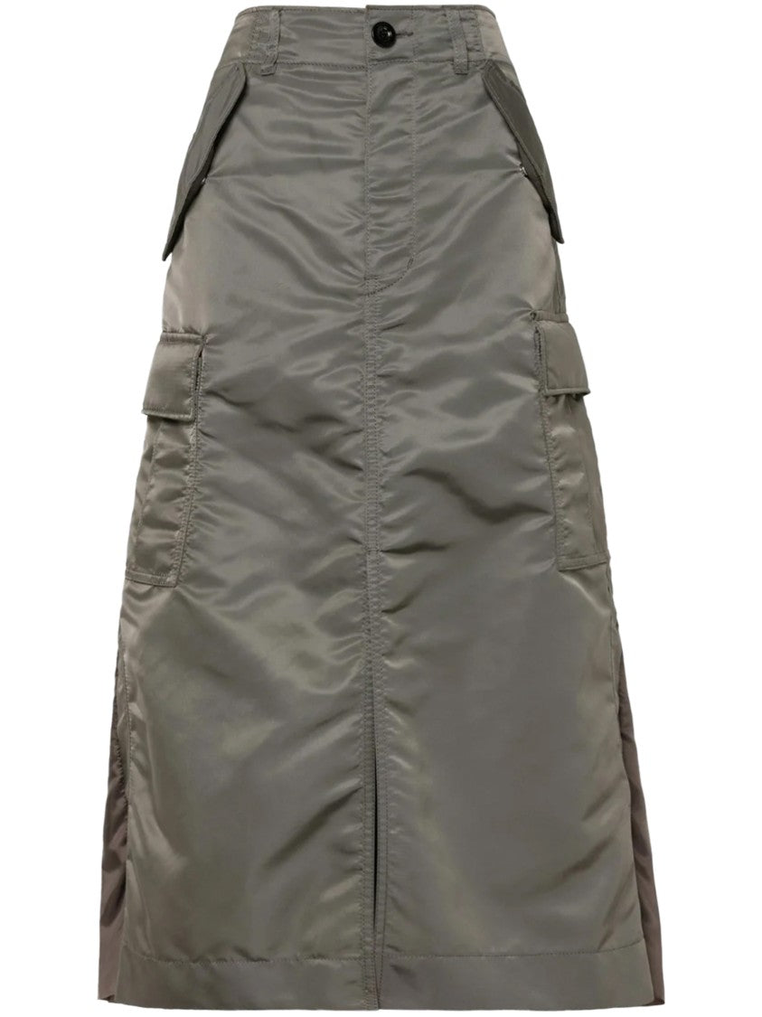 Sacai Twill Skirt In Subtle Beige With Clean Lines