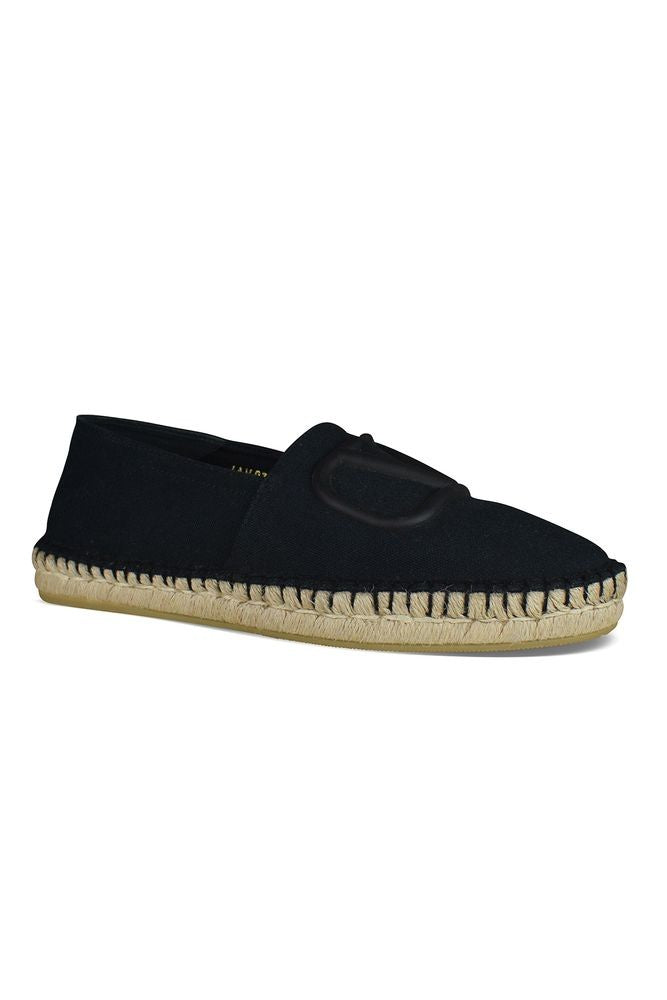 Valentino Garavani Foldable Black Canvas Espadrilles With Natural Rope Sole
