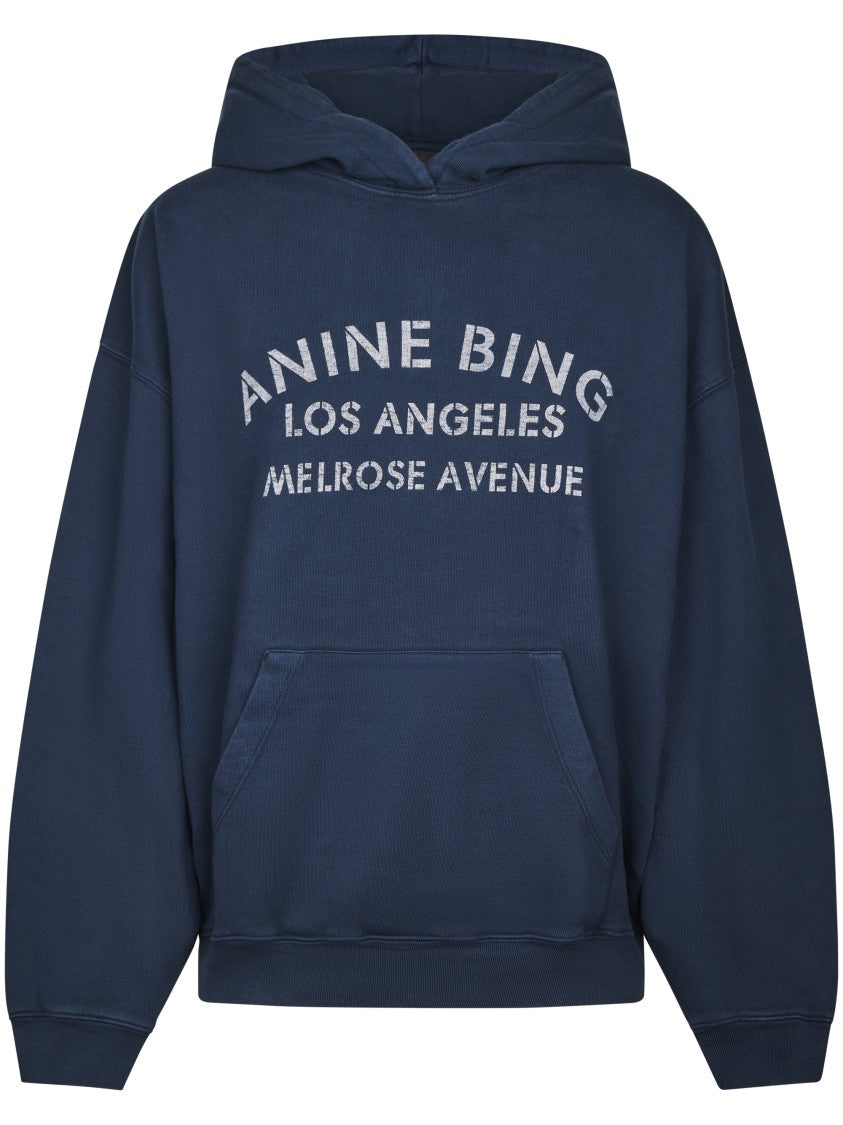 Anine Bing Relaxed-Fit Cotton Hoodie With Stencil Print