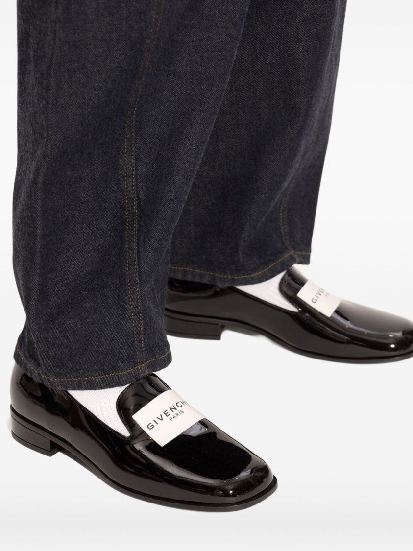 Givenchy Black Patent Leather Square Toe Flats