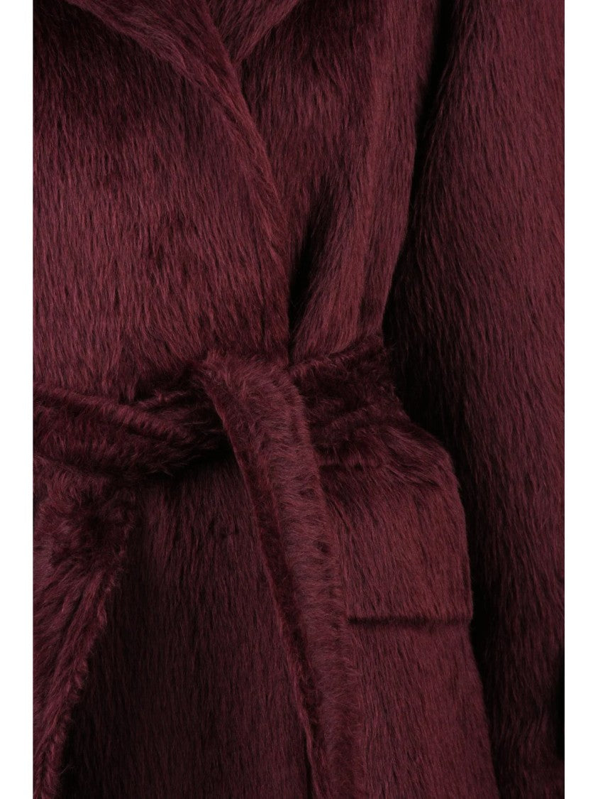 Max Mara Belted Red Alpaca And Wool Albata Coat