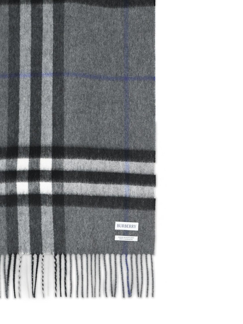 Burberry 'Mu Giant Check' Grey Cashmere Scarf