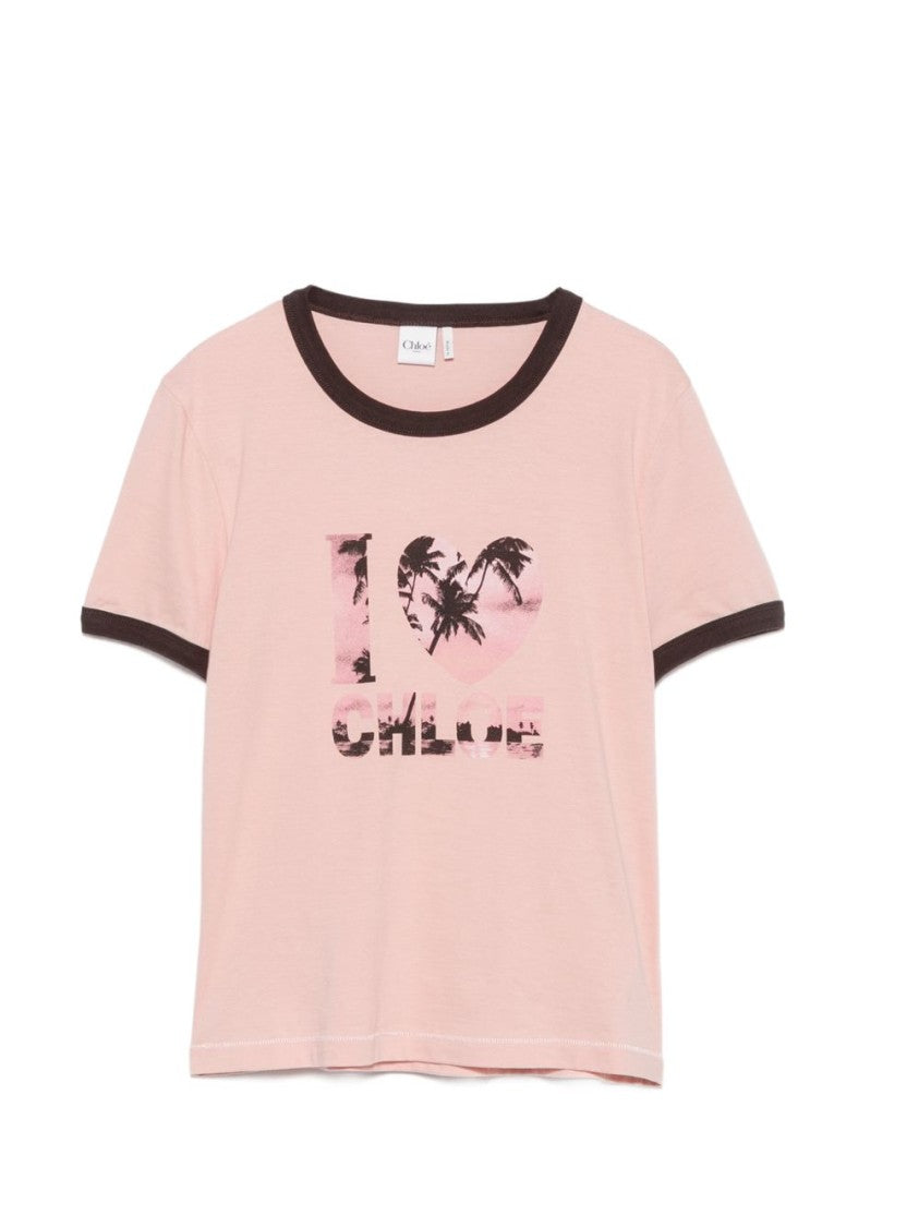 Chloé Short-Sleeved Palm Tree Graphic T-Shirt