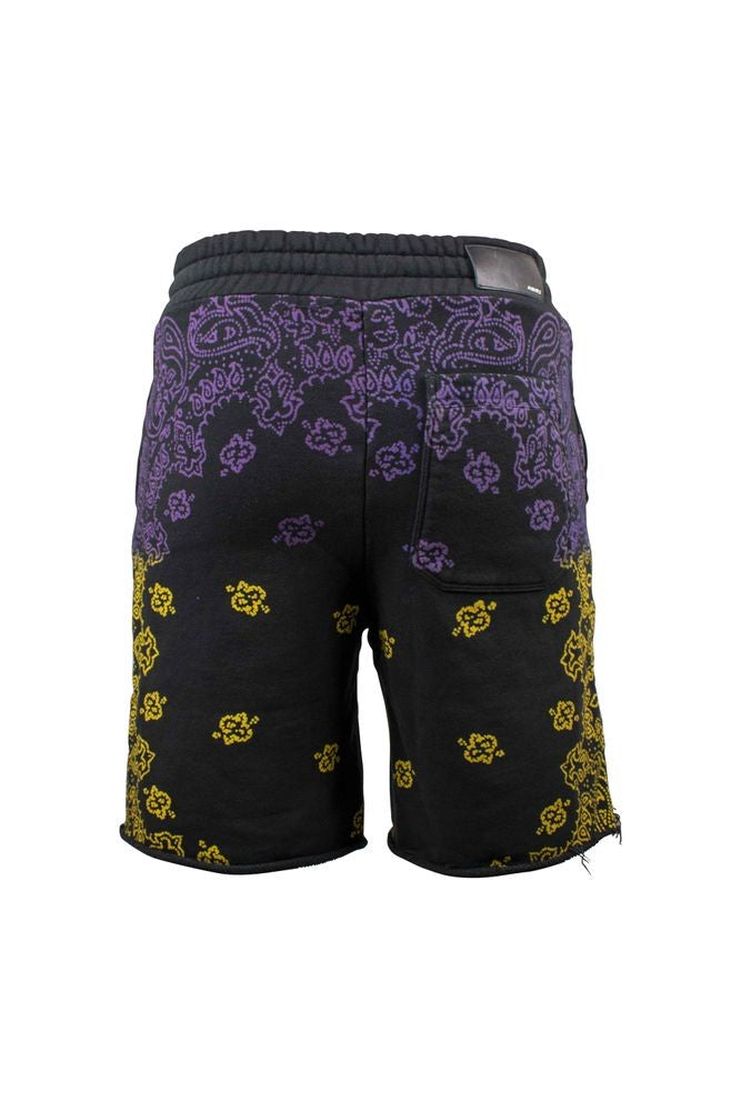 Amiri Printed Black Cotton Shorts With Bandana Design