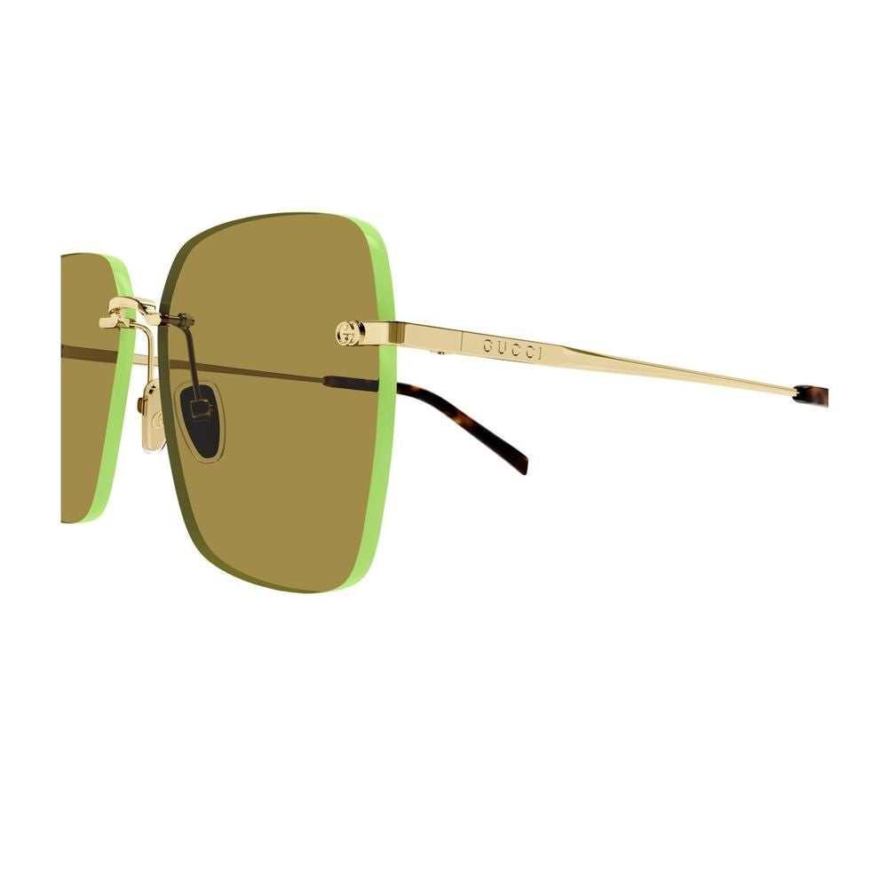 Gucci Gg1955sa Institutional Logo Line Rimless Gold-Tone Oversized Square Sunglasses