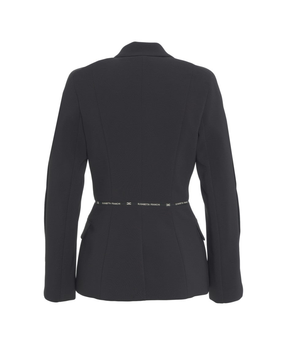 Elisabetta Franchi Crepe Blazer With Logo