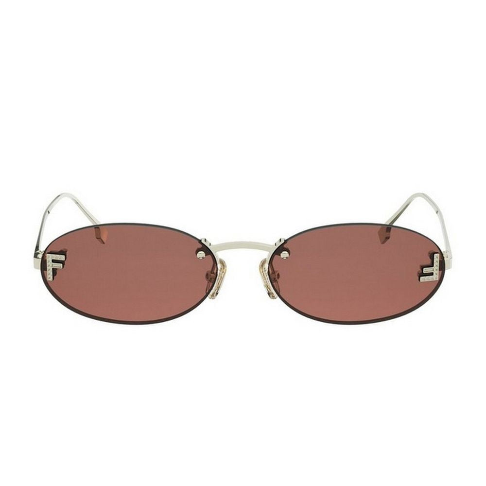 Fendi First Crystal Rimless Oval Metal Sunglasses