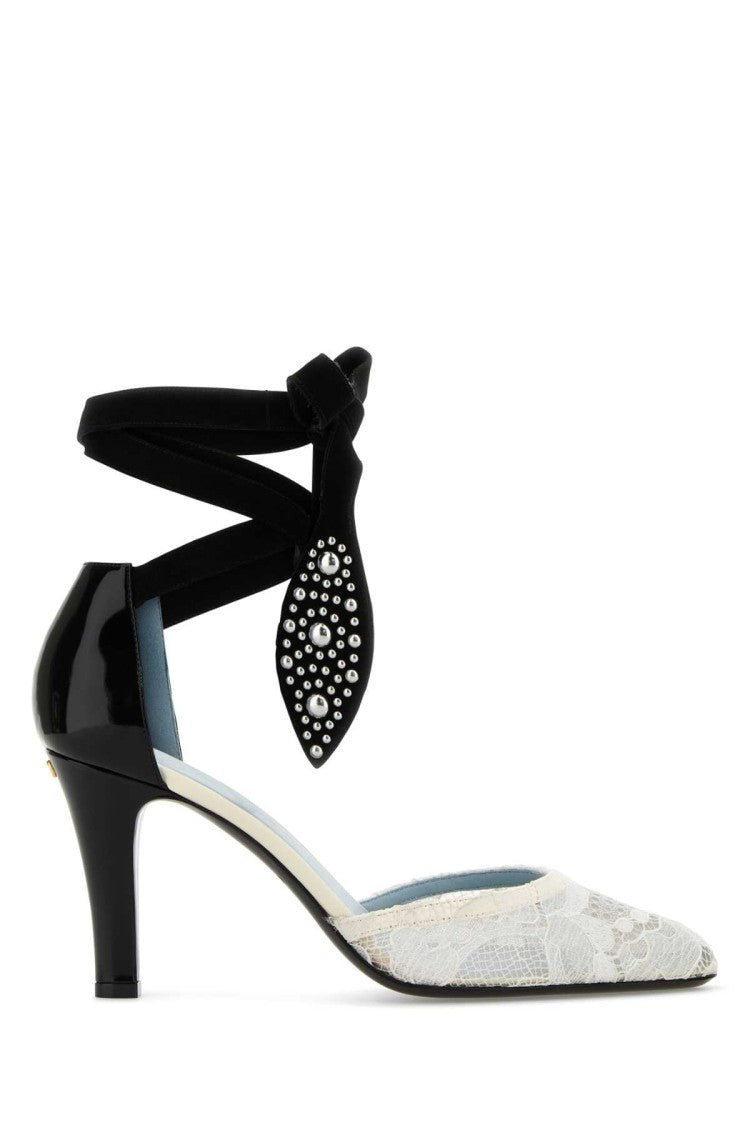 Valentino Garavani Two-Tone Lace And Leather Foliefoliage Pumps
