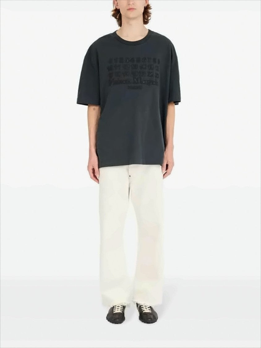 Maison Margiela Minimalist Black Short-Sleeved T-Shirt With Tonal Embossed Design