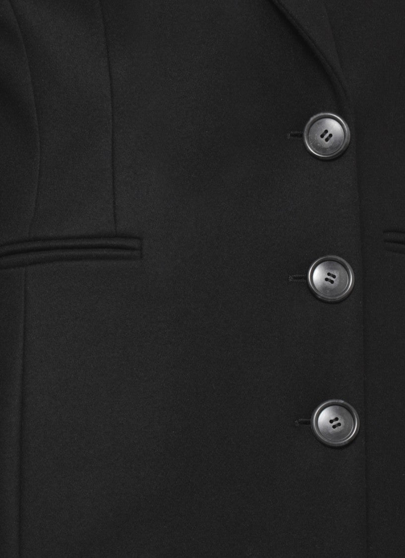 The Andamane Black Peak Lapel Tailored Wool Coat