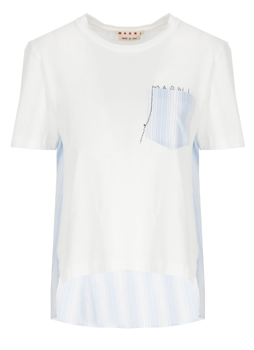 Marni White Cotton Asymmetric T-Shirt