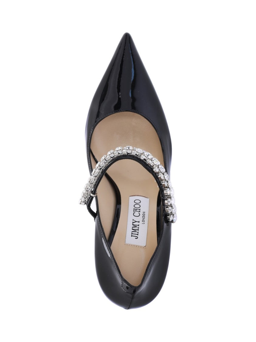 Jimmy Choo "Bing 85" Mules In Black Patent Leather