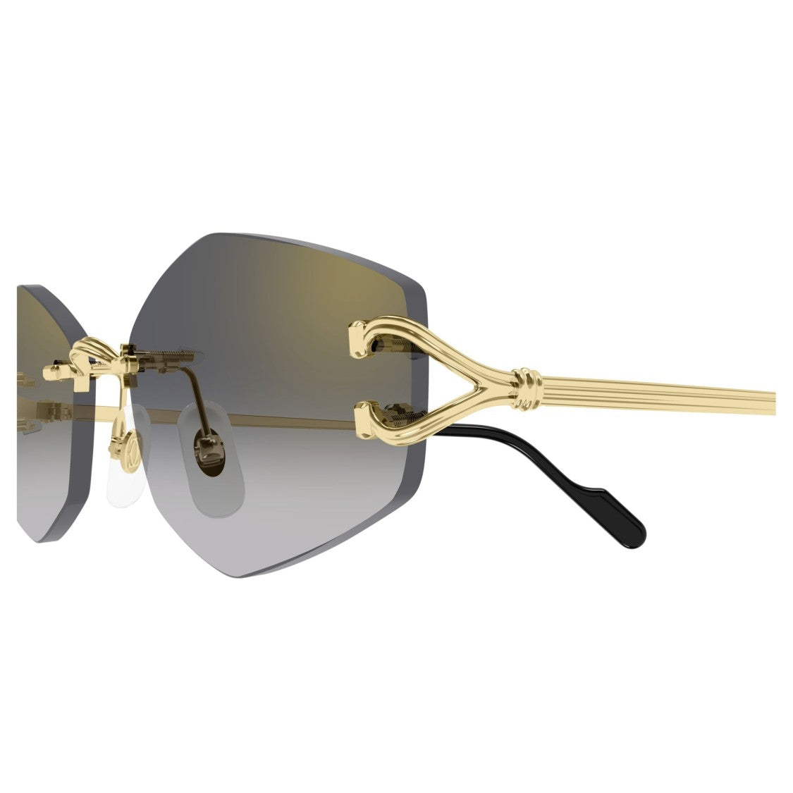 Cartier Rimless Gradient Lens Sunglasses With Y-Shaped Gold Temples