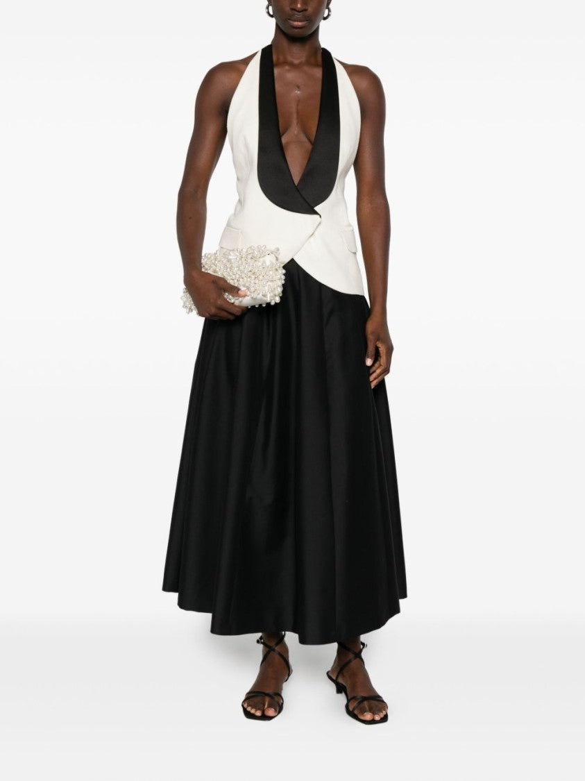 Alberta Ferretti Flared Black Midi Skirt In Virgin Wool