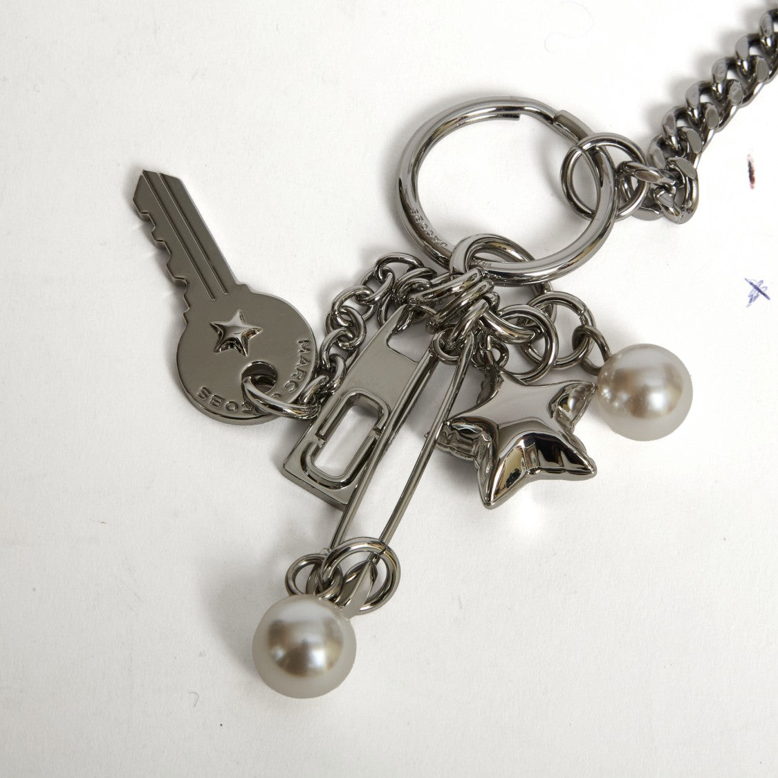 Marc Jacobs Cluster Charm Keyring Playful Silver Accents
