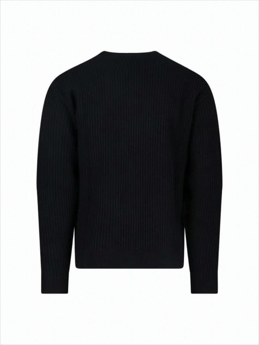 Maison Kitsuné Ribbed Black Wool Sweater