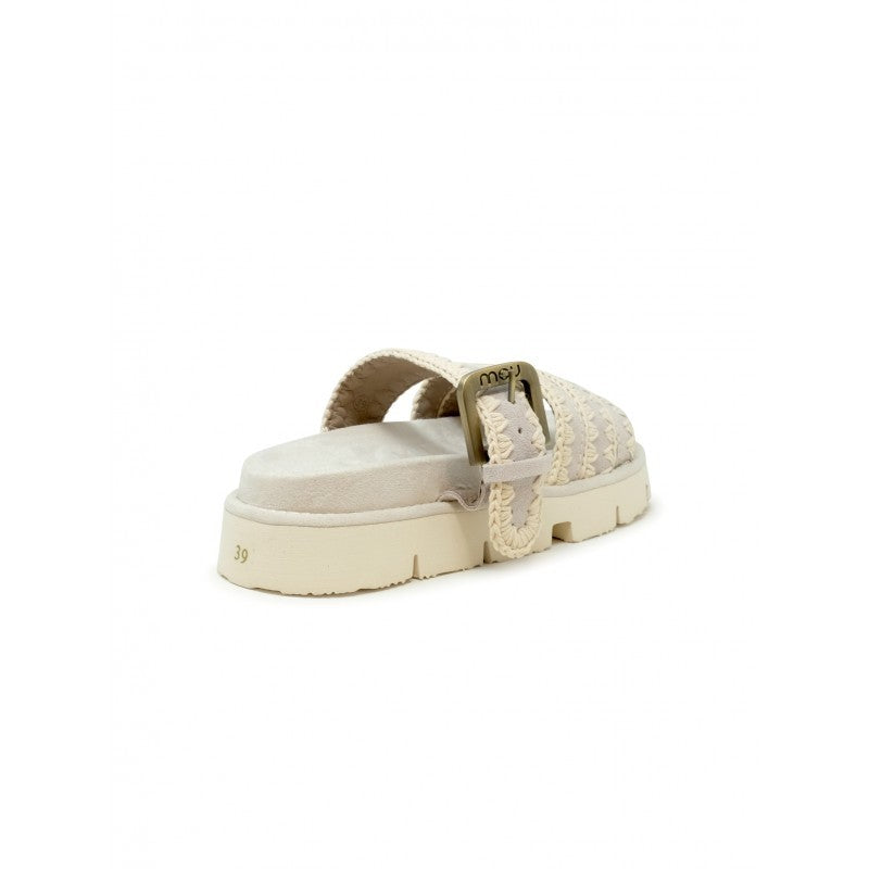 Mou Sw461012a Chalk Suede Bio Two Buckle Sandals