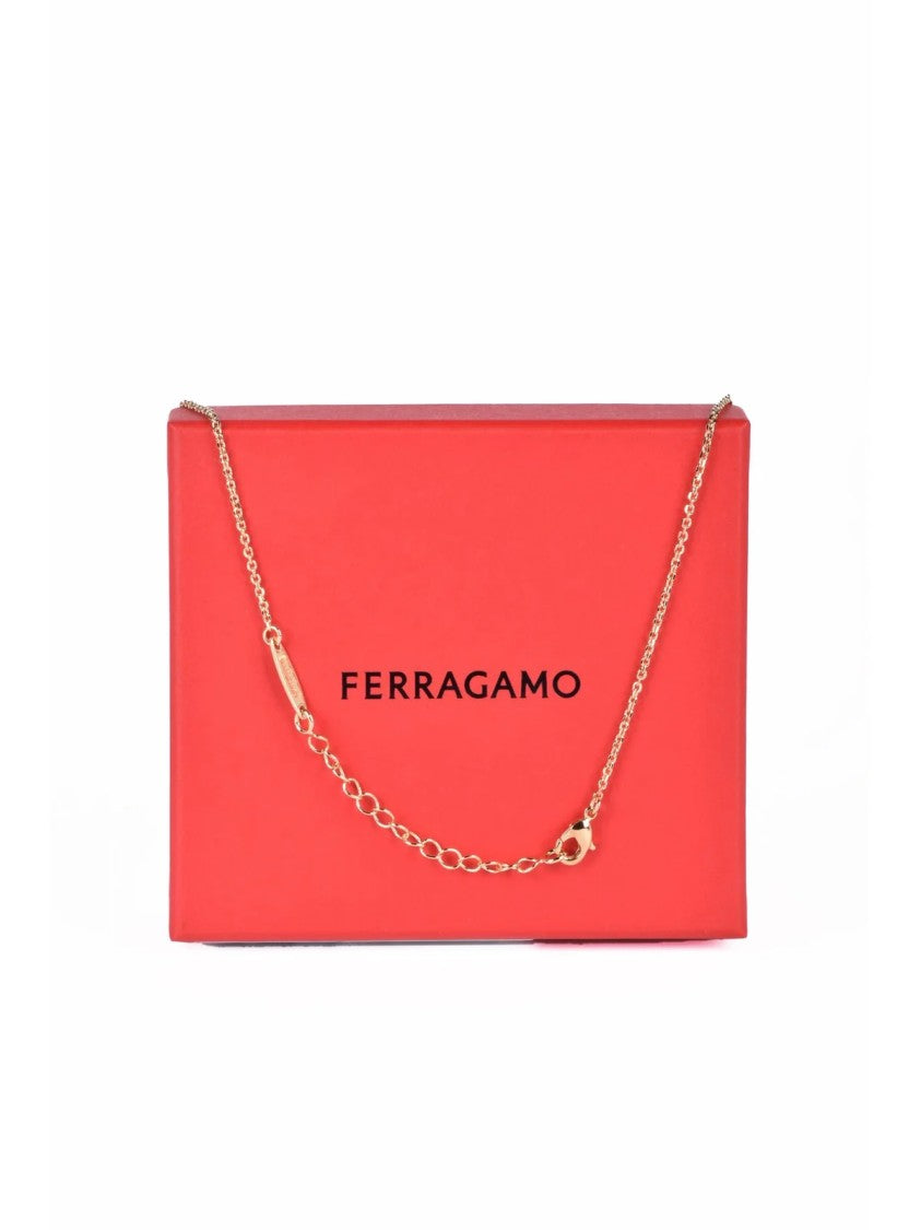 Ferragamo Delicate Gold-Plated Necklace With Polished Rounded Pendant