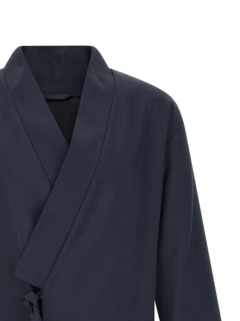 Kenzo Kimono-Inspired Blazer With Ties And Side Slits