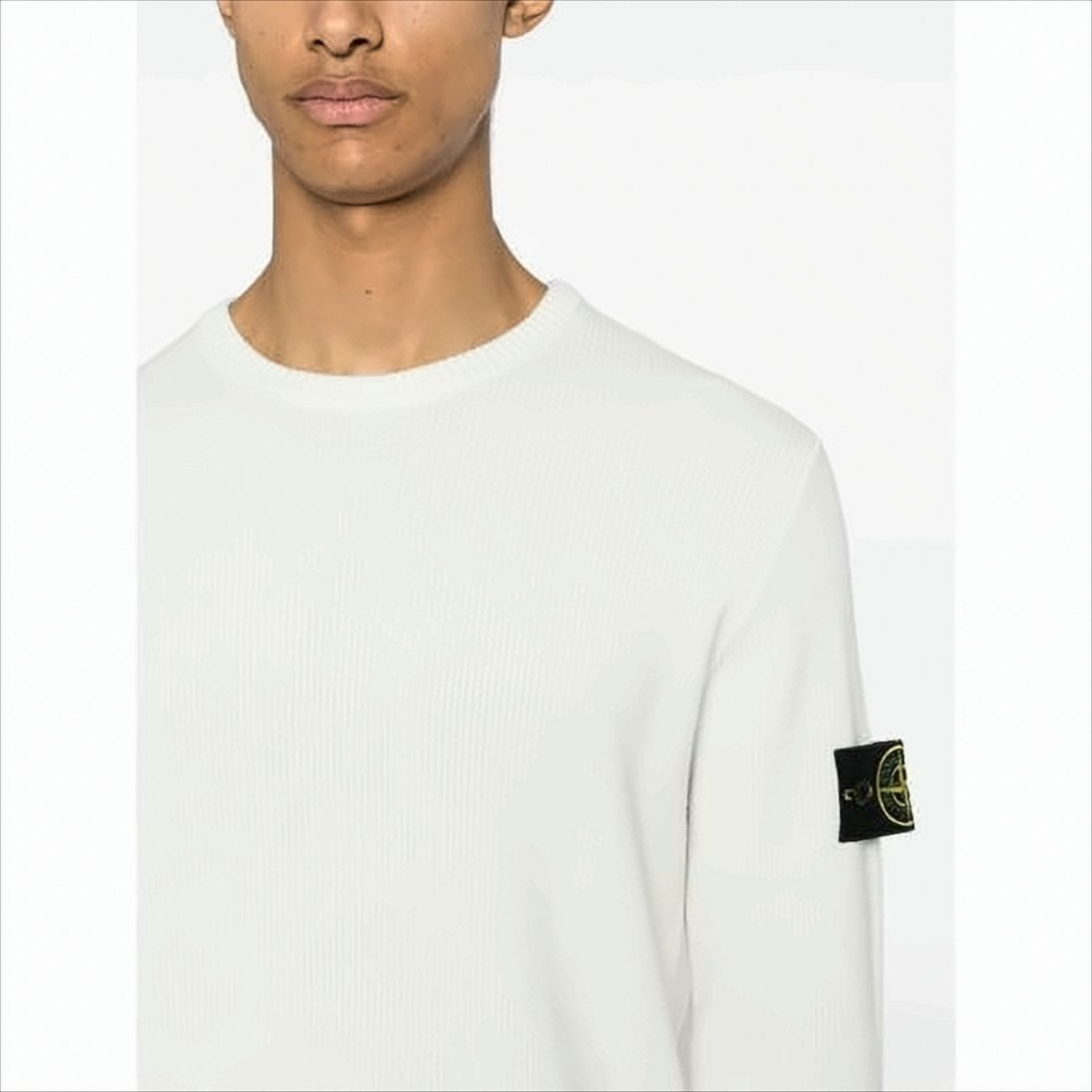 Stone Island Long Sleeve White Cotton Sweater