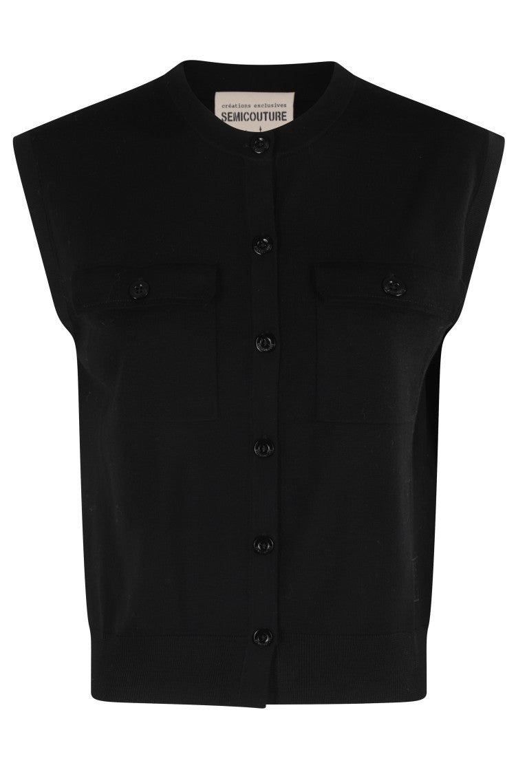 Semi Couture Brigida Sleeveless Gilet With Flap Pockets