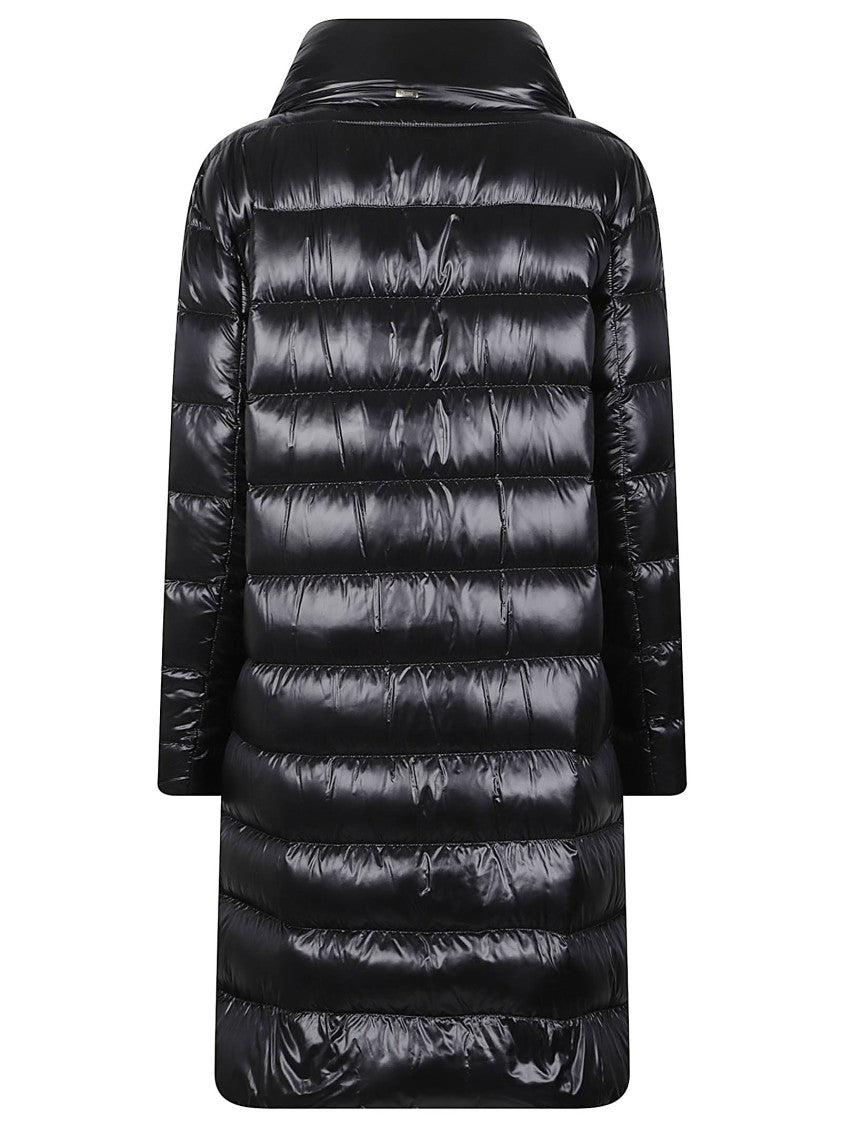 Herno Glossy Quilted Plush Lined Long Down Jacket