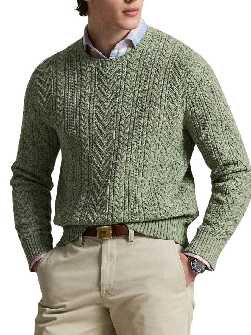 Polo Ralph Lauren Intricate Aran-Knit Cotton-Linen Sweater