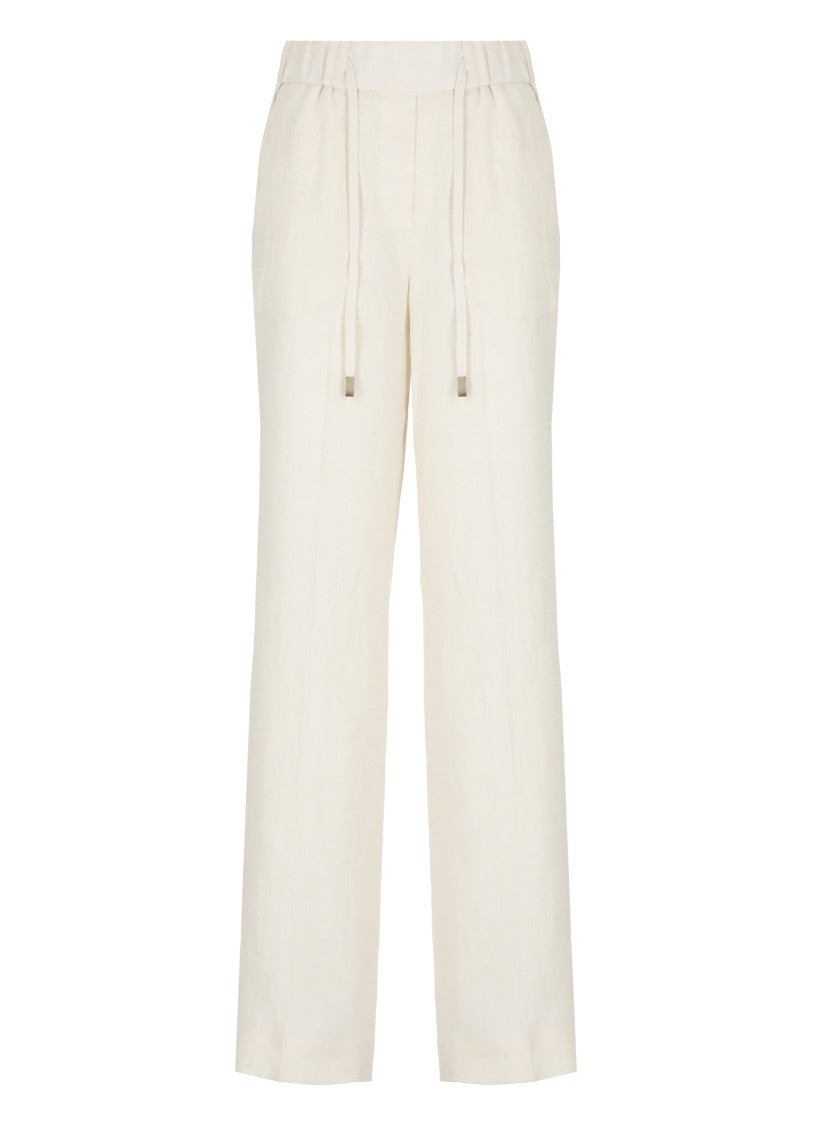 Peserico Ivory Linen Trousers