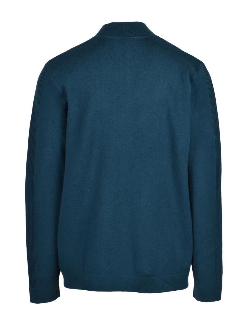 Blauer Blue Cotton-Blend Zip Cardigan