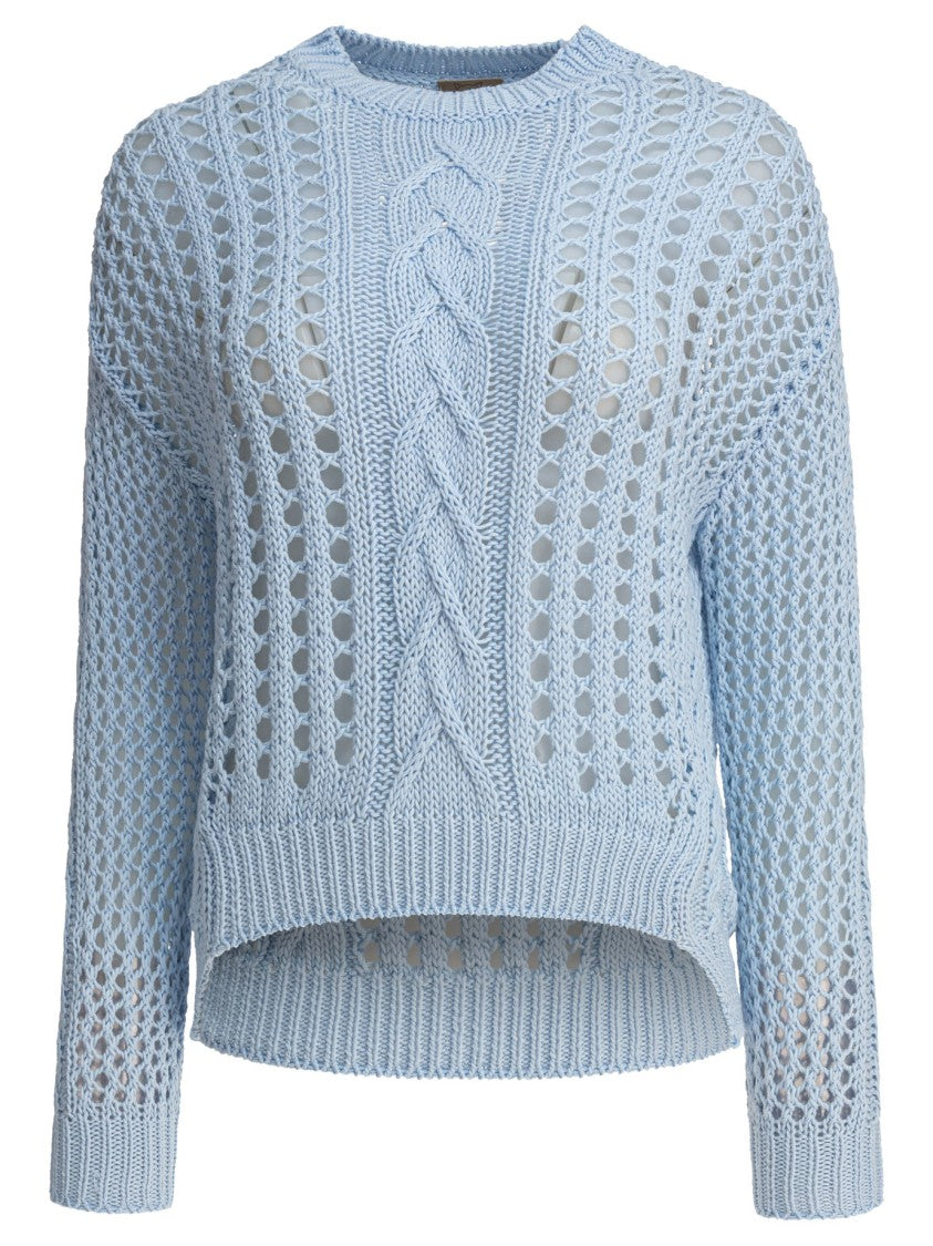 Rakki' Intricately Textured Light Blue Knit Sweater
