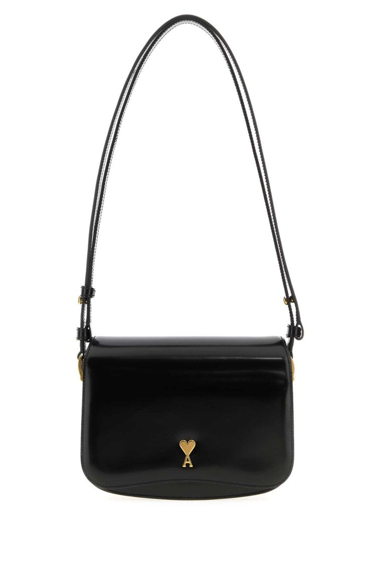 Ami Black Leather Paris Paris Crossbody Bag