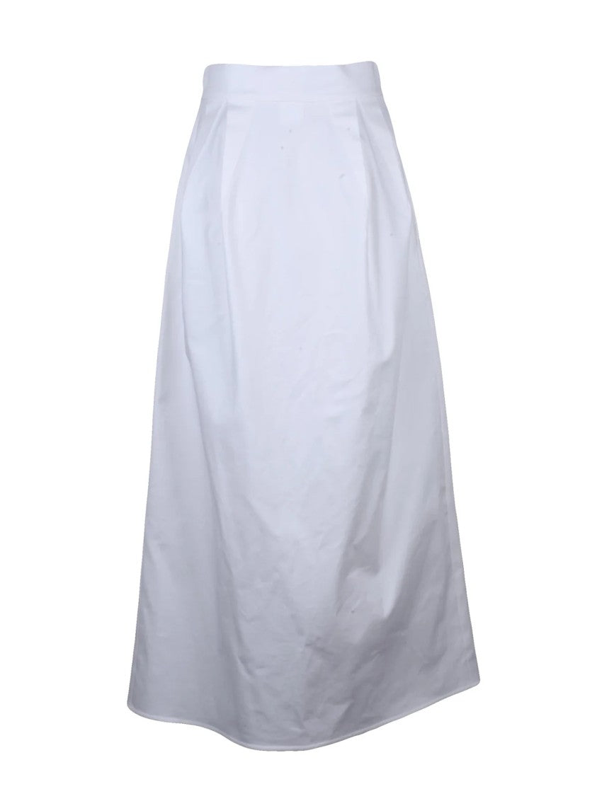 Max Mara Alcade Long Cotton Skirt With High Waist And Pleated Detailing