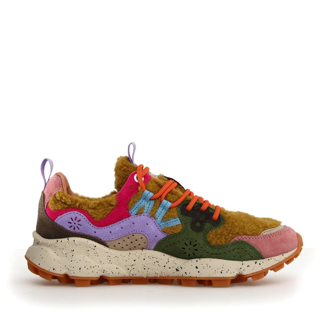 Flower Mountain Yamano 3 Sneakers in Antique Pink Suede with Multicolor Accents
